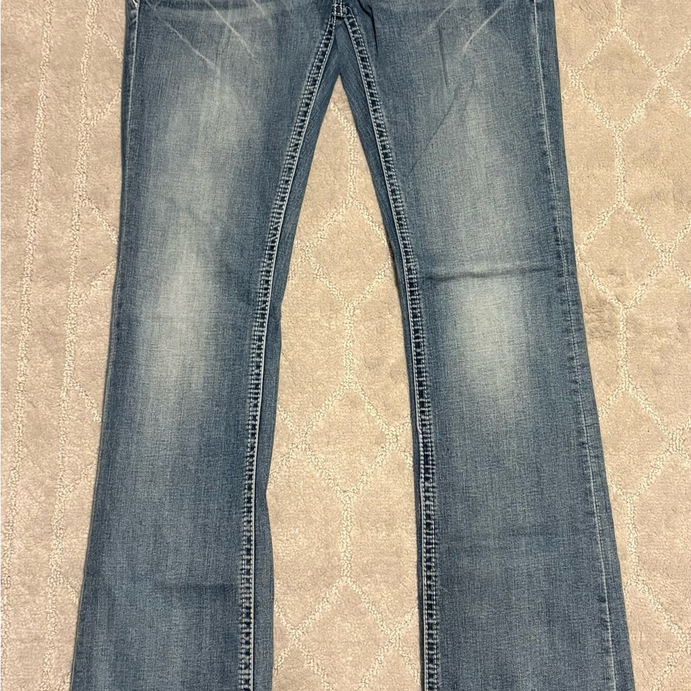 Grace in LA Blue Flare Wide Leg Jeans